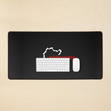 Desk Mat Nürburgring Carbon Fiber white / red Large Gaming Mouse Pad 35x16 inch