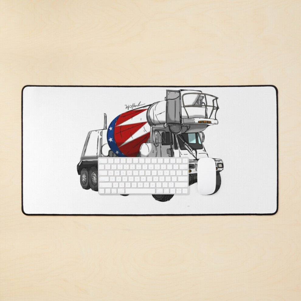 Desk Mat American Concrete Truck 4Th Of July Large Gaming Mouse Pad 35X16 Inch 7802738390551