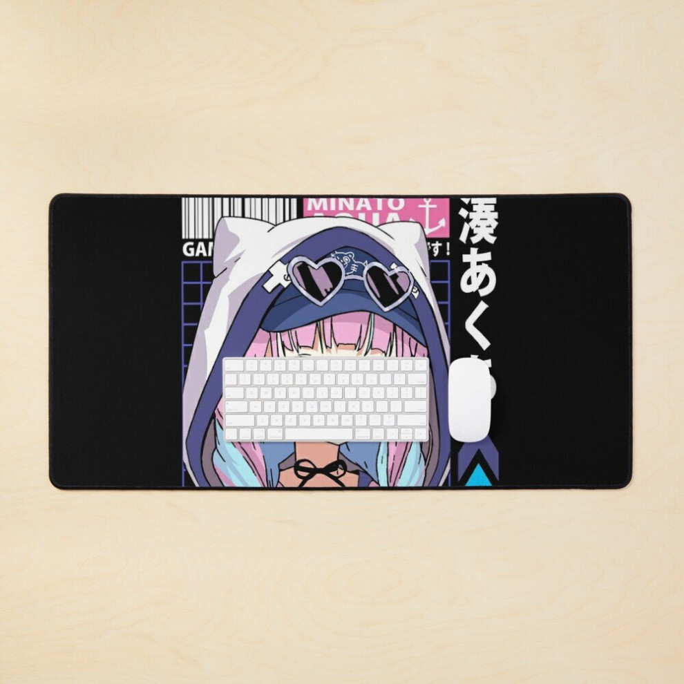 Desk Mat Hololive Aqua With Hoodie Large Gaming Mouse Pad 35X16 Inch 7802738410242