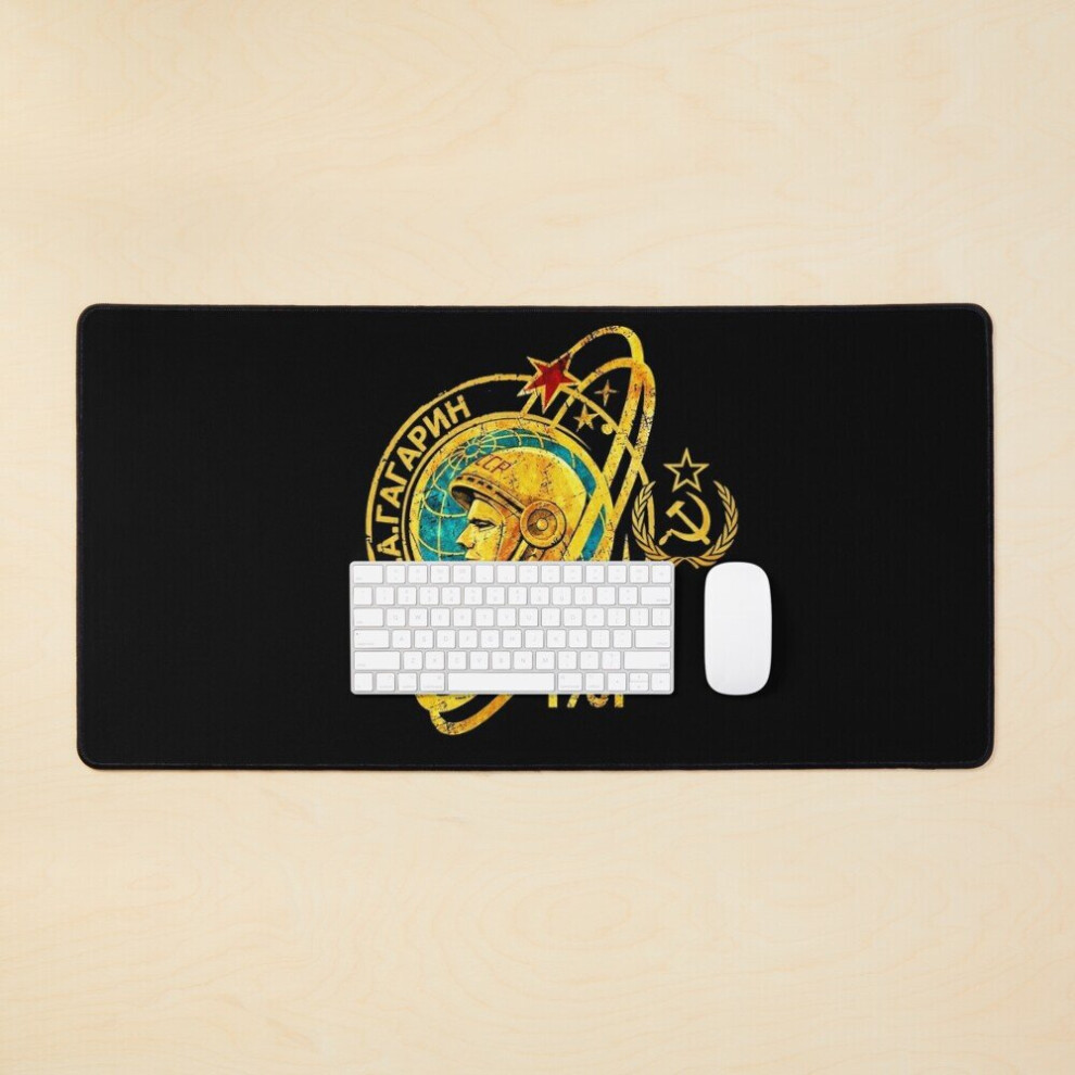 Desk Mat Soviet Space Program Yuri Gagarin 1961 Russian Ussr Cccp Large Gaming Mouse Pad 35X16 Inch 7802738355659