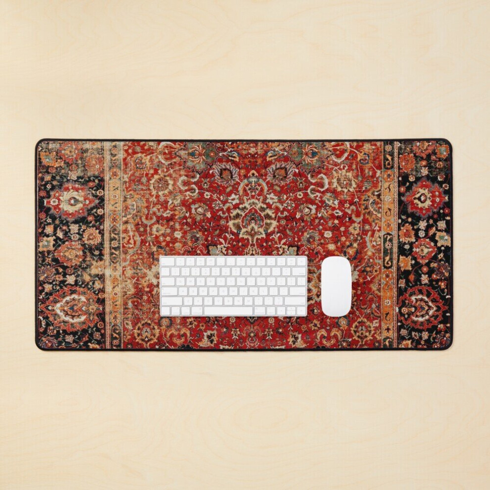 Desk Mat 17Th Century Afghanistan Rug Print Large Gaming Mouse Pad 35X16 Inch 7802738368581