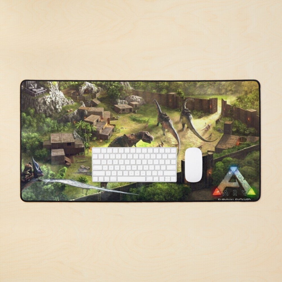 Desk Mat Ark Survival Evolved Dinosaur Village Large Gaming Mouse Pad 35X16 Inch 7802738403732
