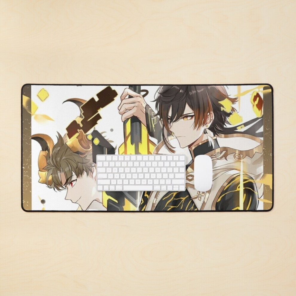 Desk Mat Zhongli Genshin Impact Large Gaming Mouse Pad 35X16 Inch 7802738393583