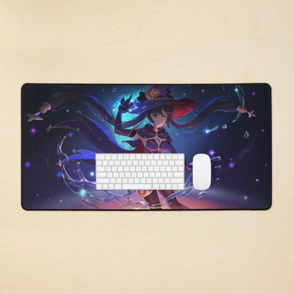 Desk Mat Astral Reflection Mona Genshin Impact Large Gaming Mouse Pad 35X16 Inch 7802738343564