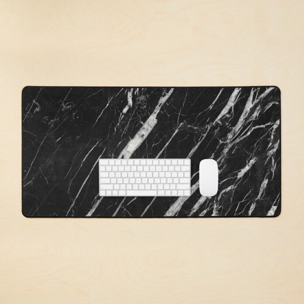 Desk Mat And Marble Large Gaming Mouse Pad 35X16 Inch Black/White 7802738350210