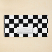 Desk Mat Black and White Checker - Black and White Chess Large Gaming Mouse Pad 35x16 inch