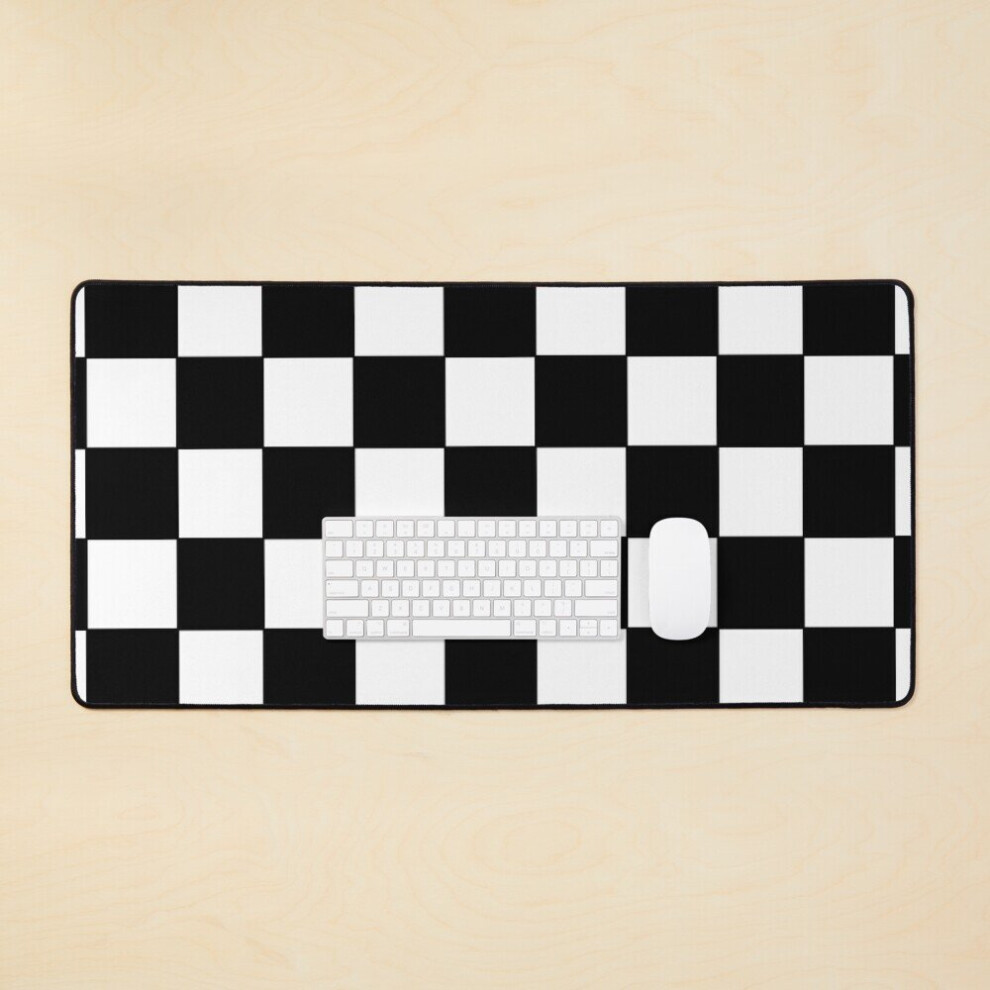 Bearlad Desk Mat Black And White Checker - Black And White Chess Large Gaming Mouse Pad 35X16 Inch