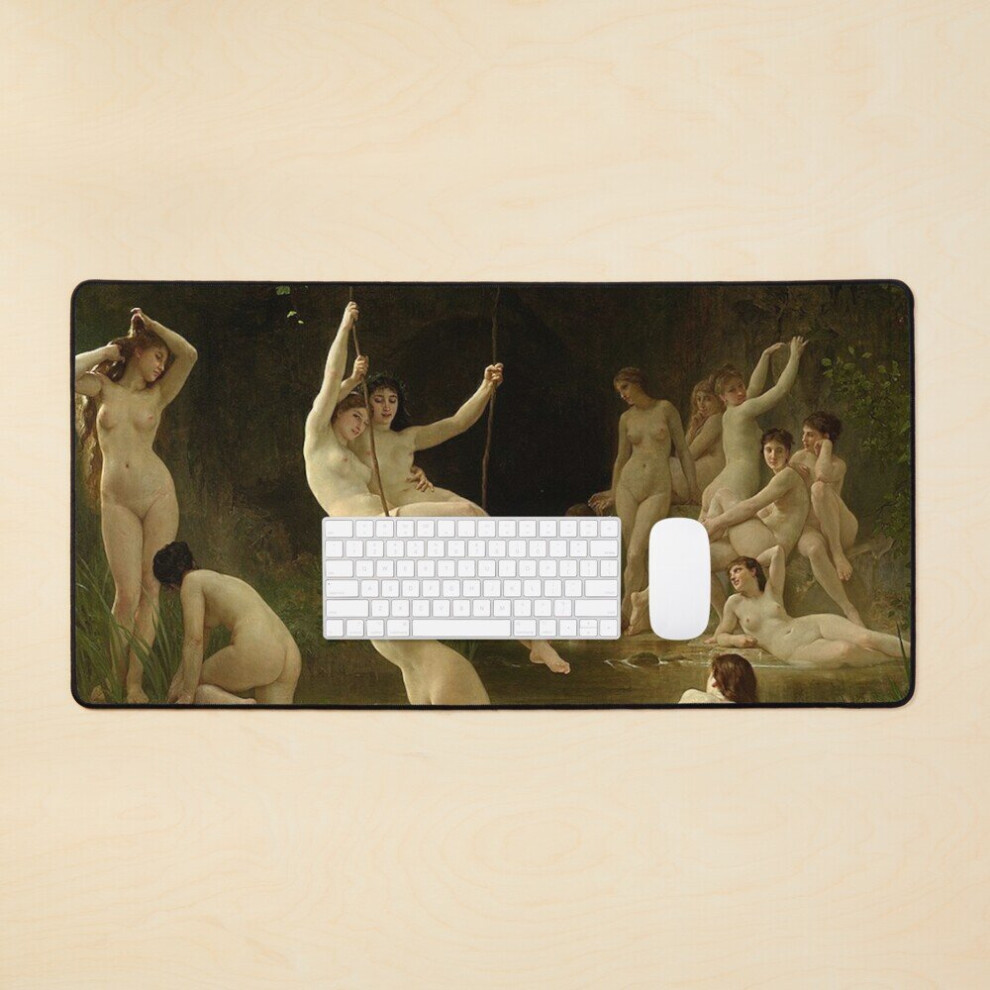 Desk Mat The Nymphaeum - William-Adolphe Bouguereau Large Gaming Mouse Pad 35X16 Inch 7802738329841