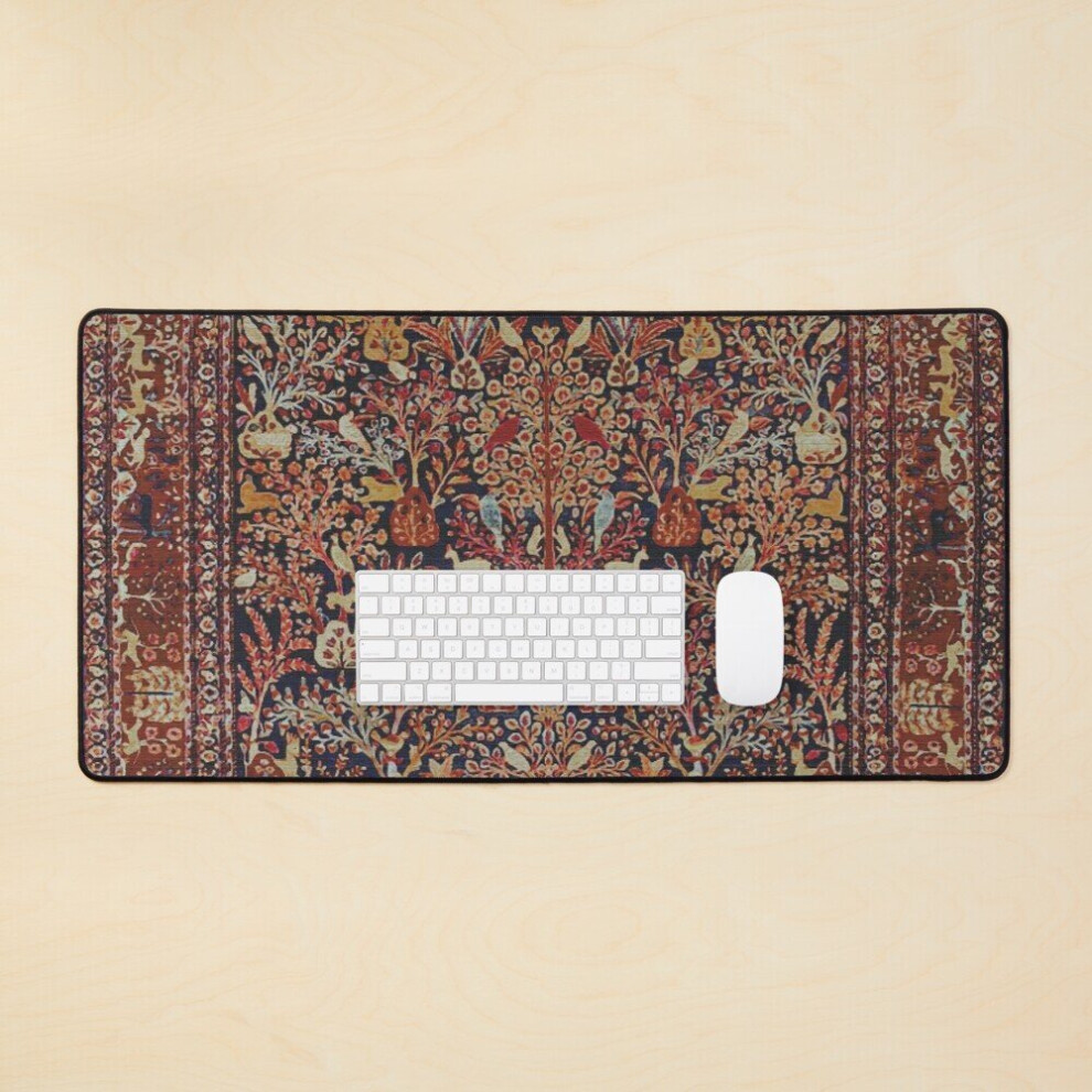 Desk Mat Persian Vintage Antique Carpet Nature Fine Art Large Gaming Mouse Pad 35X16 Inch 7802738349955