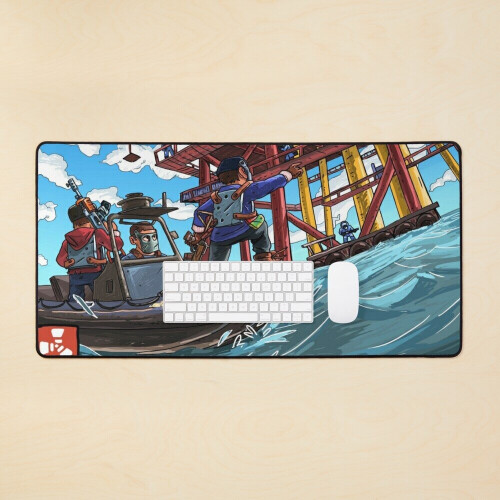 Desk Mat Rust Ocean Raid Large Gaming Mouse Pad 35x16 inch