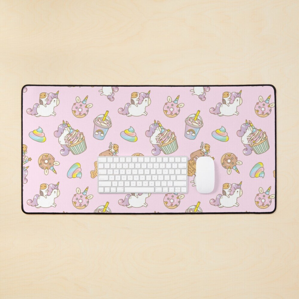 Desk Mat Bubu The Guinea Pig, Unicorn Party Large Gaming Mouse Pad 35X16 Inch 7802738410662