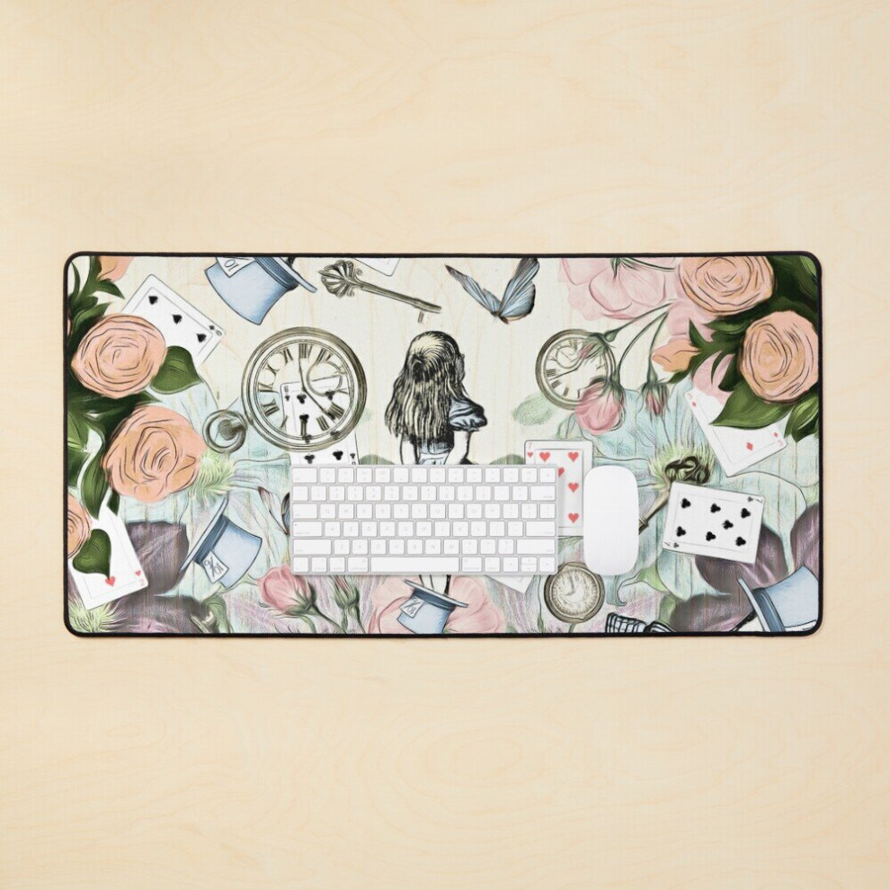 Desk Mat Alice In Wonderland Collage Large Gaming Mouse Pad 35X16 Inch 7802738317671