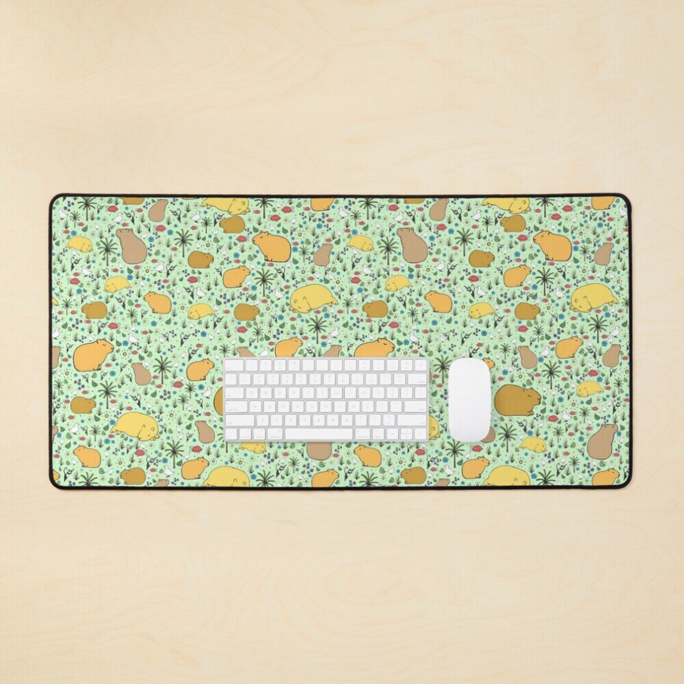 Desk Mat Capybaras In Large Gaming Mouse Pad 35X16 Inch Green 7802738364316