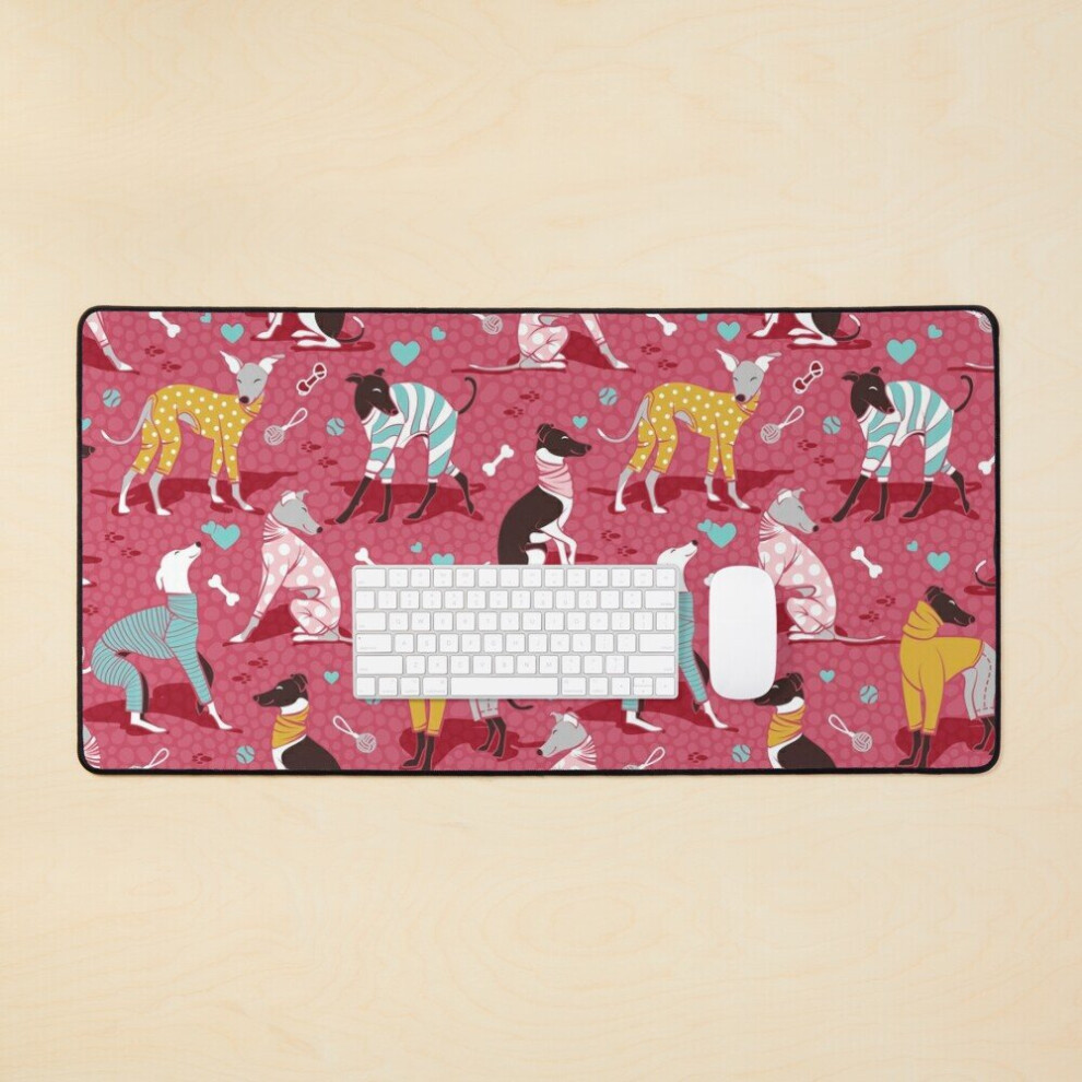 Desk Mat Greyhounds Dogwalk Large Gaming Mouse Pad 35X16 Inch Red 7802738347111