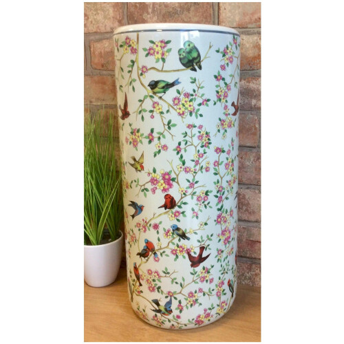 (Birds and Floral) Ceramic Umbrella/Walking Stick Stand / Large Vase