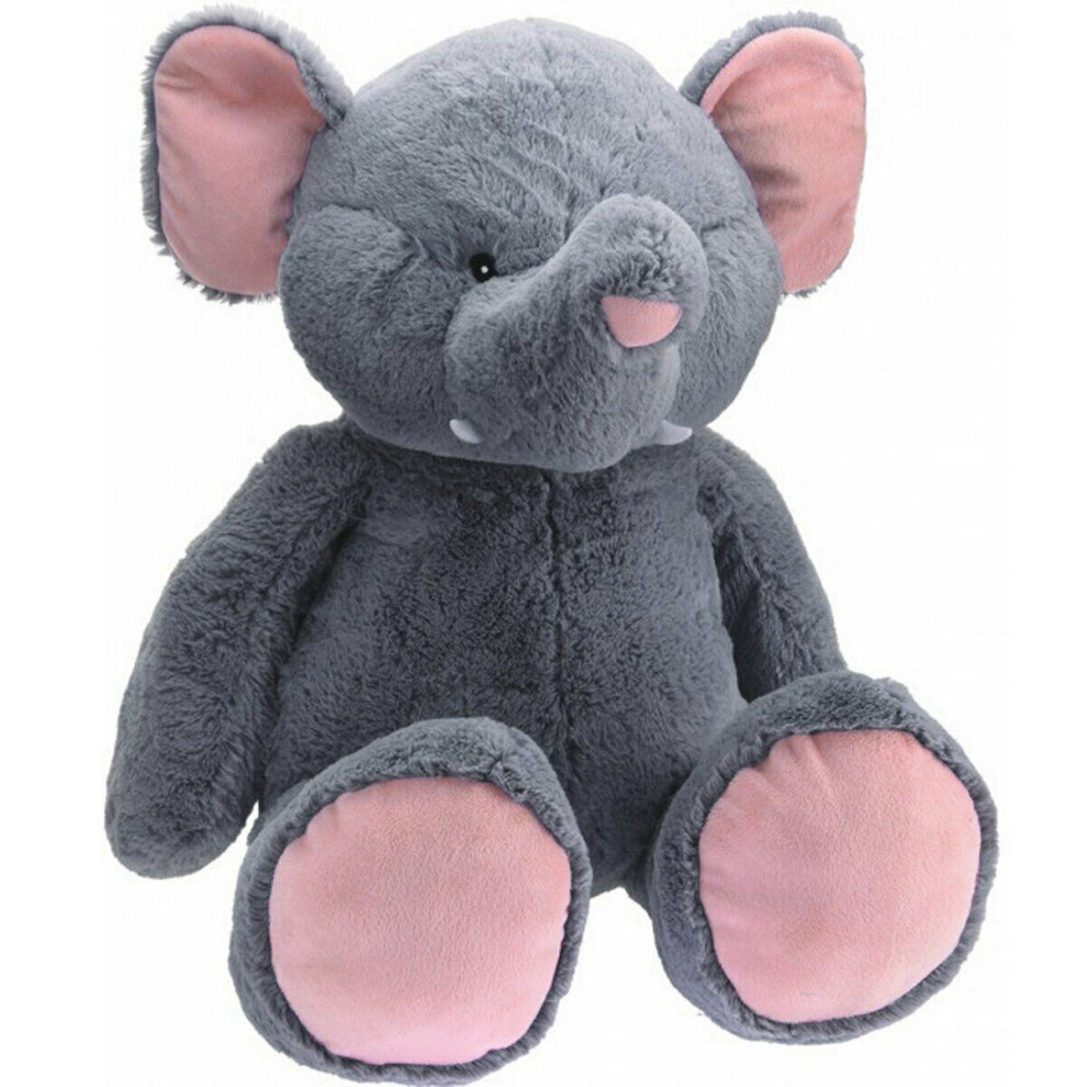 The Magic Toy Shop Giant Elephant Soft Toy 100Cm Large Plushie Teddy Jumbo Cuddly Stuffed Animal Grey/Pink