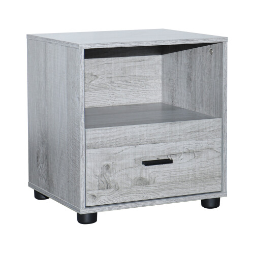 URBN Living (1, Ash Grey) 1 Or 2 Drawer Wooden Bedside Table Storage
