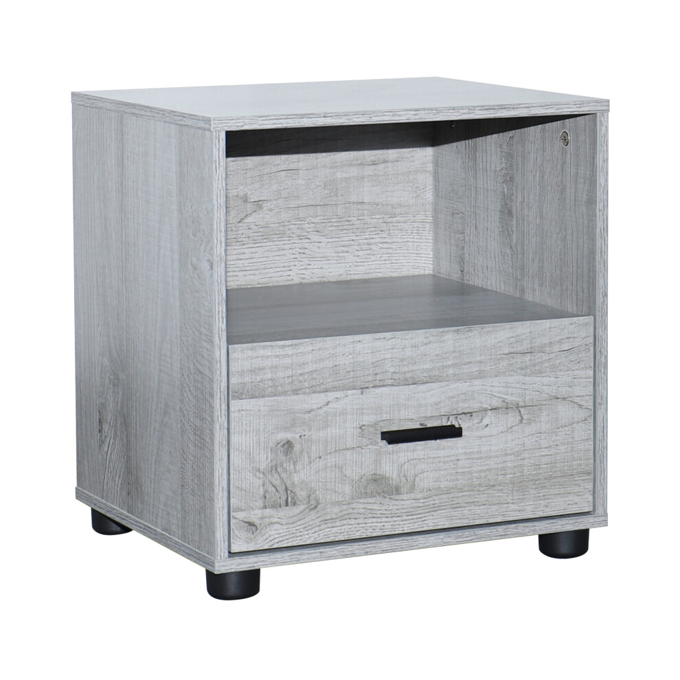 (1, Ash Grey) 1 Or 2 Drawer Wooden Bedside Table Storage