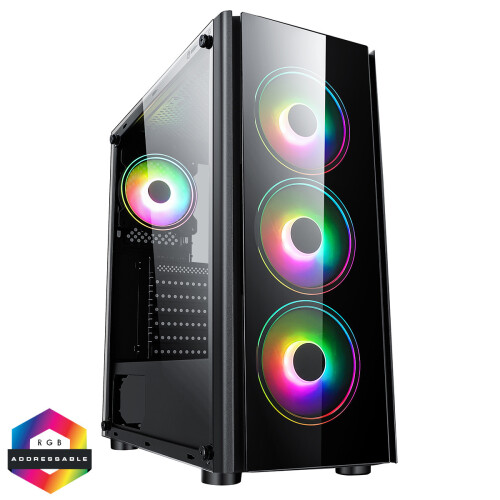 Computek Gaming PC Dual Bundle : Intel Core i7 - 16GB RAM -1TB+128GB SSD - GT730 2GB - Win 11 - 2x22 Bundle - Black 6 FAN 2