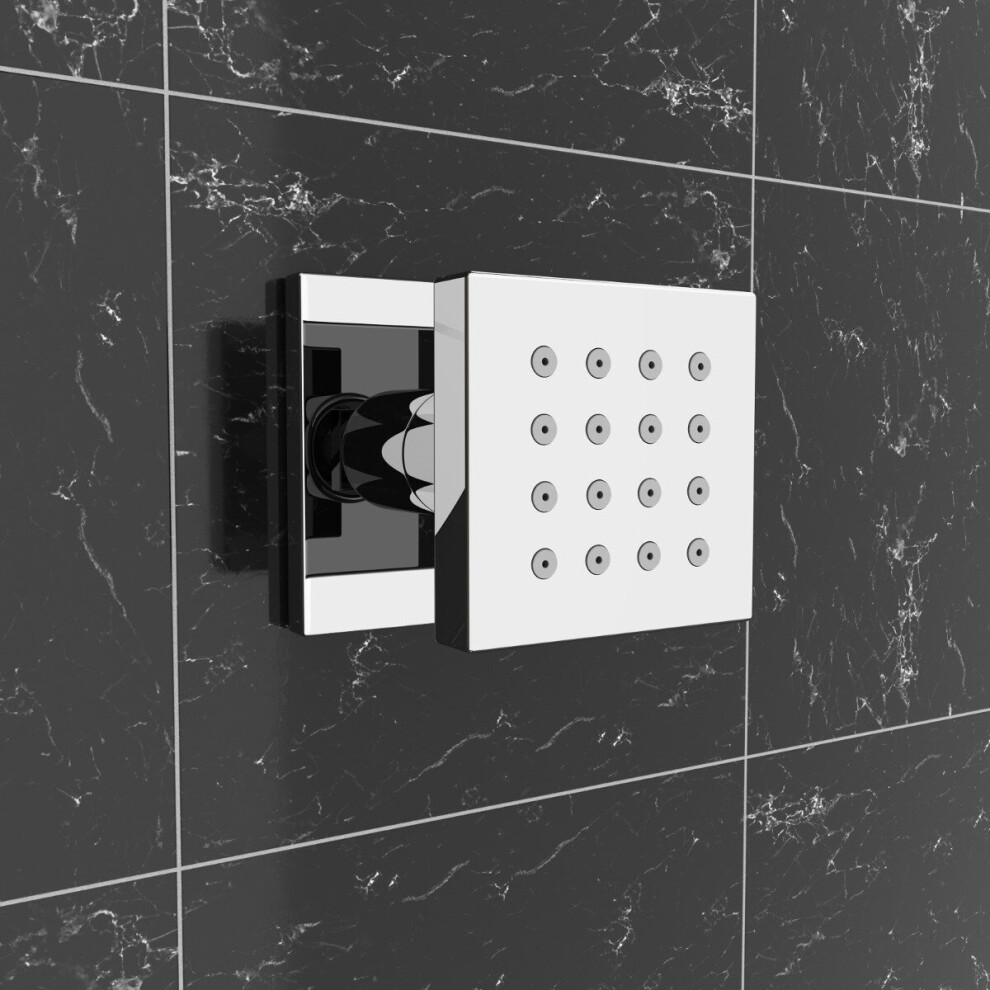 Nes Home Single Square Chrome Plated Brass Shower Bath Body Massage Jet