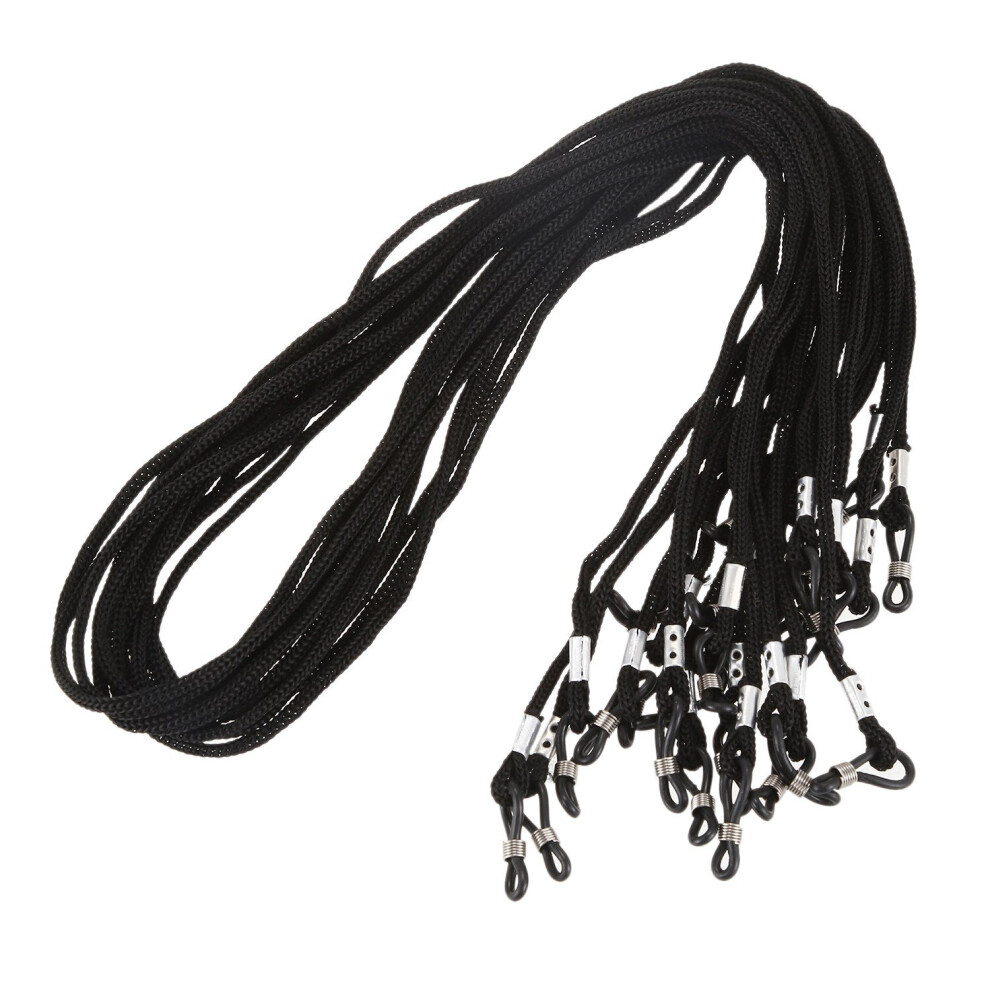 Torribaly 12Pcs Nylon Eyeglass/Spectacle/Sunglass/Eyewear Cord Holder Neck String - Black