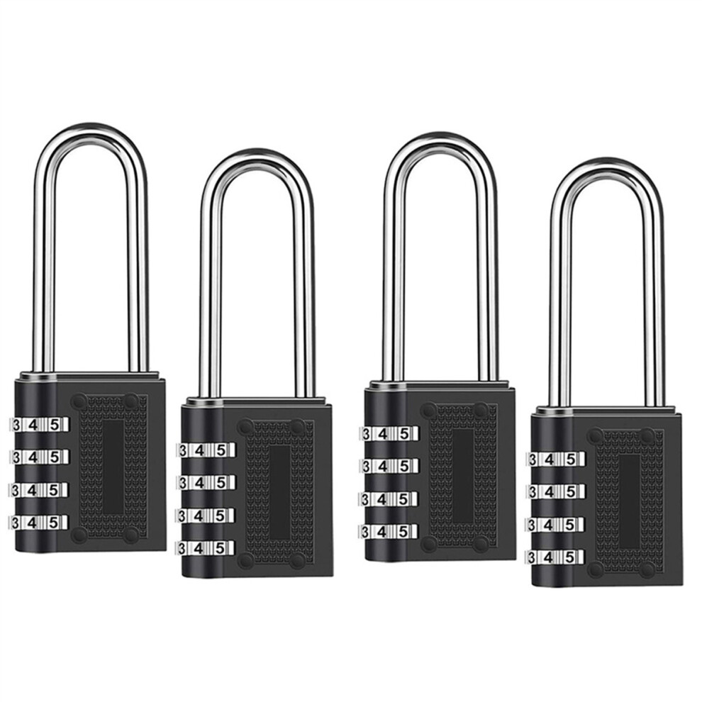 4 Pack Outdoor Combination Padlock Long Shackle Lock 6.5cm Shackle Waterproof 4 Digit Resettable Combination Lock