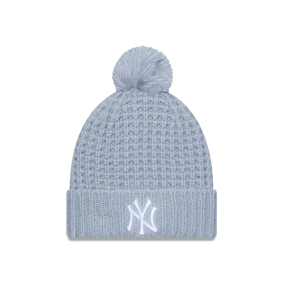 New Era Womens Cosy Pom Pom Beanie ~ New York Yankees Light Grey