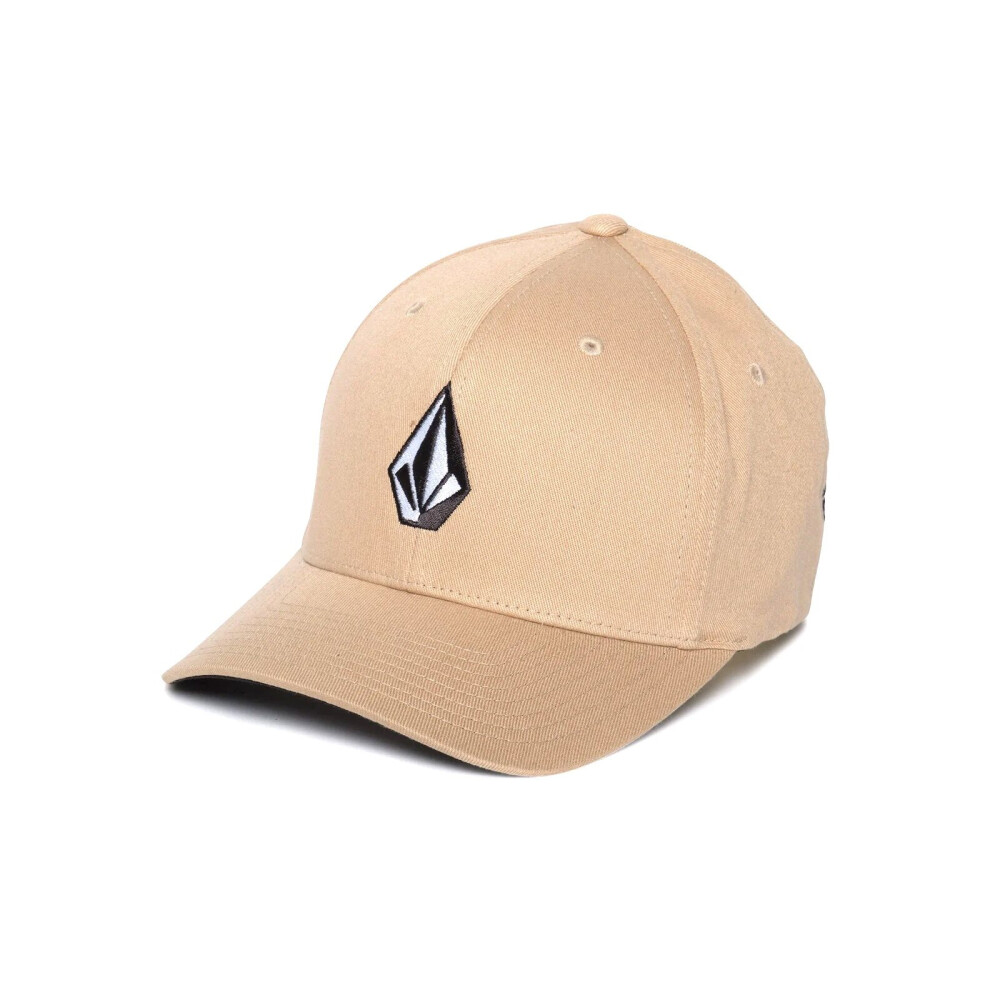 (S/M) Volcom Mens 6 panel Flexfit Cap ~ Full Stone Flexfit khaki