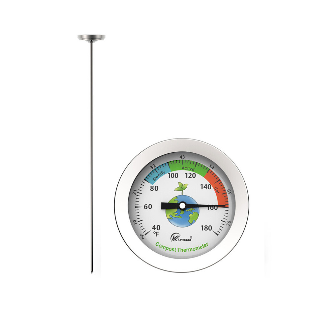 Soil thermometer stainless steel probe fertilizer thermometer extended food thermometer