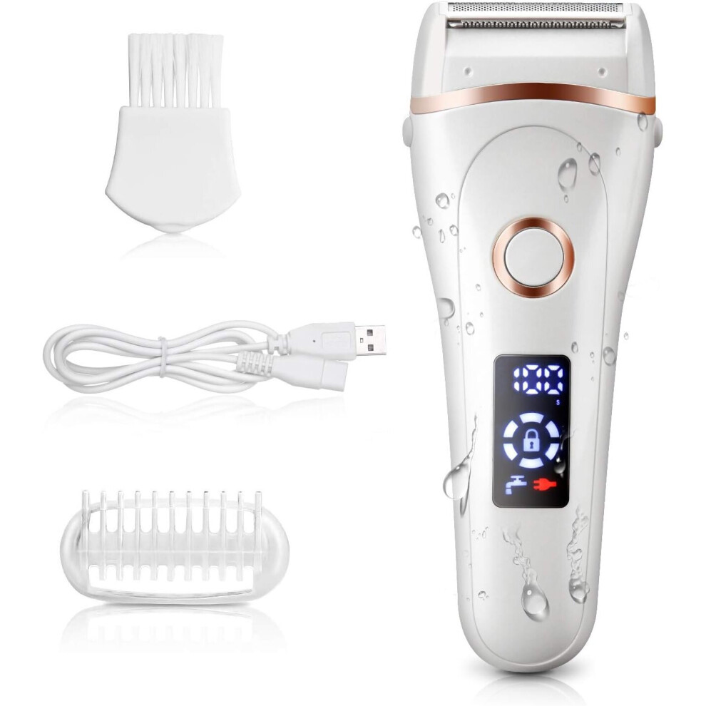 Photos - Shaver Womens Wet & Dry Electric Razor, Cordless  with LED Battery Display, Travel Lock, 3D Floating Foil & Hypoallergenic Bl