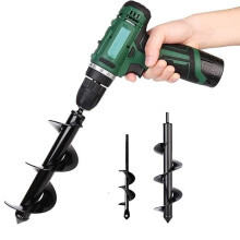 1.6x9in & 3x12in Garden Auger Spiral Drill Bit, Post Hole Diggers for Bulb Planting, Bedding Plants, Digging Weeds, Umbrella Holes(2 Pcs)