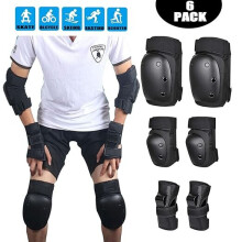 3 in 1 Protective Gear Set for Kids/Adult Skateboard Roller Skate Cycling Bicycle Snowboard and Kick Scooter (Black,L)