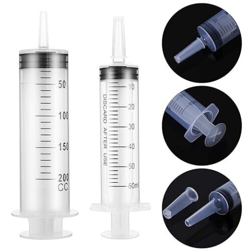 8Pcs Large Plastic Syringe Without Needle, 20ml, 60ml, 100ml, 200ml Syringe, Multiple Uses Measuring Syringes Tools for Liquid 1