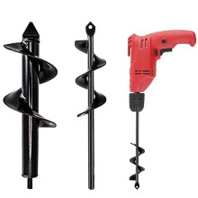 2 Set Auger Drill Bit for Planting, 1.6'' x 9''& 3.2'' x 9'' Garden Auger Spiral Drill Bit, Garden Drill Planter Umbrella Hole Digger for 3/8”