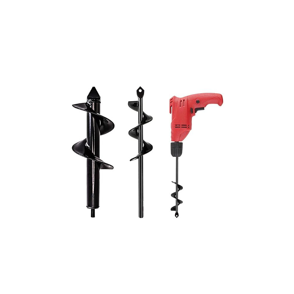 2 Set Auger Drill Bit For Planting, 1.6'' X 9''& 3.2'' X 9'' Garden Auger Spiral Drill Bit, Garden Drill Planter Umbrella Hole Digger For 3/8Â 7653584199733