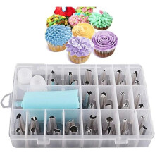 24Pcs Icing Piping Nozzles Cupcake Decorating Kit Cake Frosting Tools Set Flower Shaped Russian Pastry Tips Baking Supplies