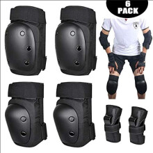 3 in 1 Protective Gear Set for Kids/Adult Skateboard Roller Skate Cycling Bicycle Snowboard and Kick Scooter (Black,S)