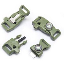 Whistle Buckle, 1/2" Whistle Buckles w/Flint Fire Starter & Striker for Paracord Bracelet 10 pcs