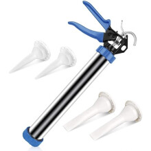 Sausage Caulking Gun, Manual Caulk Gun with Heavy Duty Stainless Steel Barrel, 15''/600ml, High thrust 18:1 - Blue