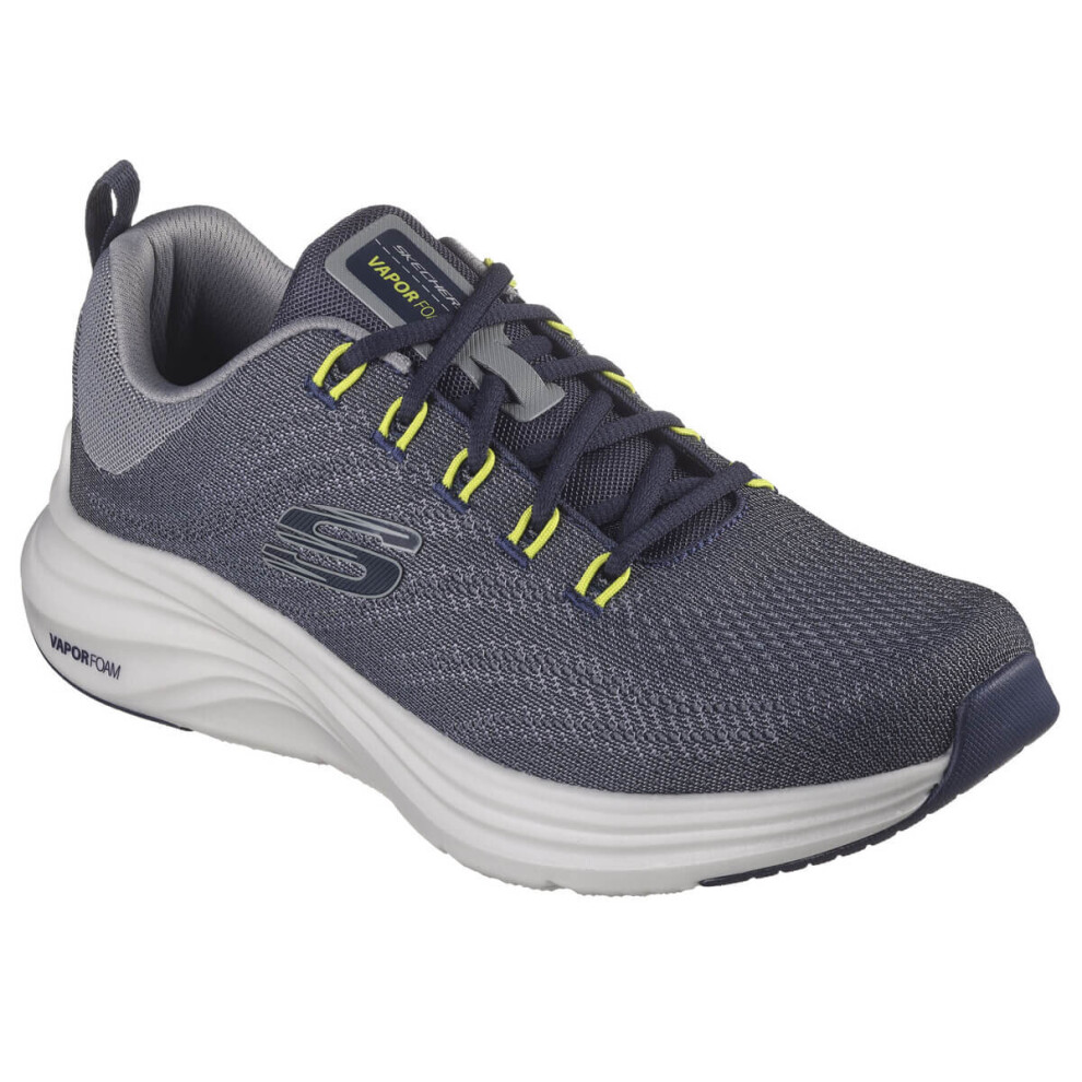 (UK 9.5, Navy/Grey) Skechers Mens 2023 Vapour Foam Varien Engineered Mesh Lace Up Trainers