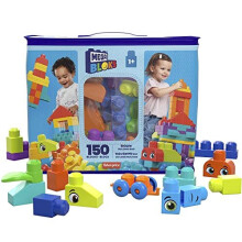 MEGA BLOKS Bigger Building Bag building set with 150 big and colorful building blocks, and 1 storage bag, toy gift set for ages 1 and up, HHM96