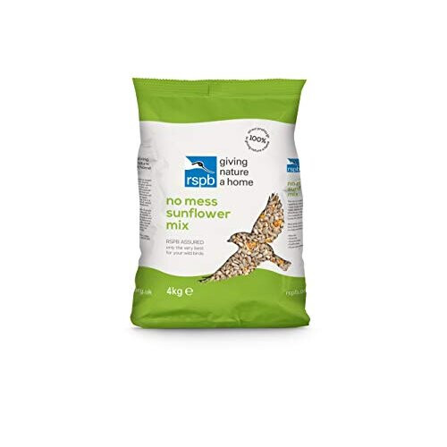 RSPB RSPB No Mess & No Waste Sunflower Mix Wild Bird Food 4Kg, High in Energy & Protein, Great For Bird Feeders, Supporting The RSPB Charity