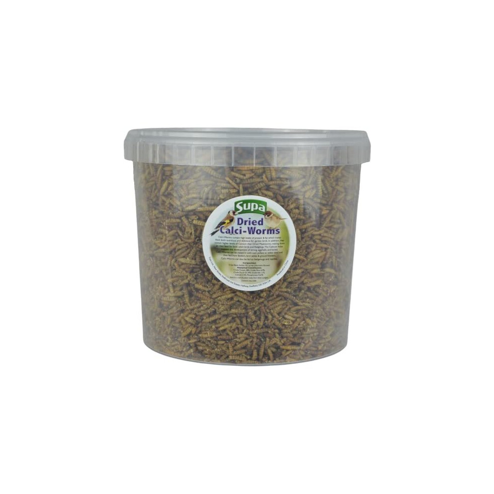 Supa Dried Calci Worms for Wild Birds, 5 Litre Bucket, High Energy Protein Rich Treat For Garden Birds, Attract More Birds To Your Garden