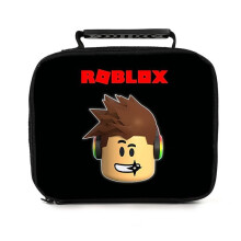 (Black) Lunch Portable Roblox Bag Student Printed Ice Bag Lunch Box Insulated Lunch Bag