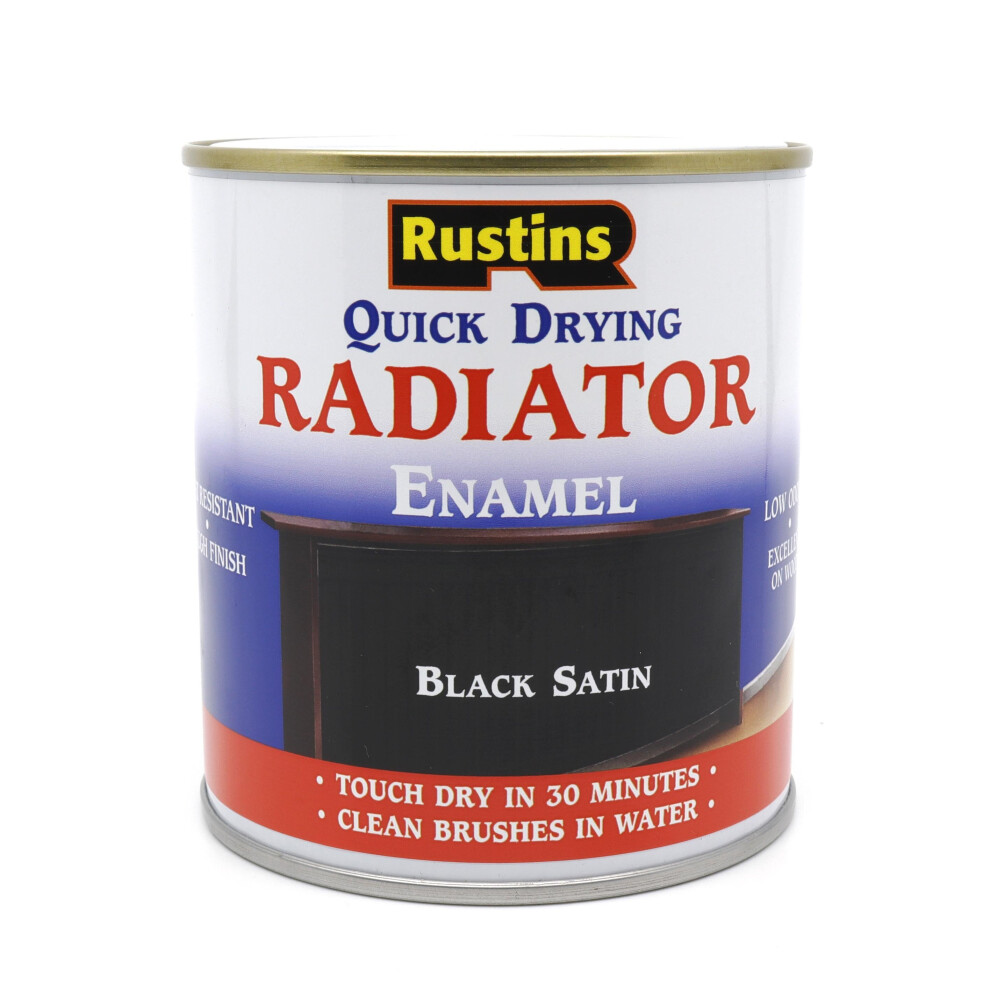 Rustins Quick Drying Radiator Enamel Satin - Black 500ml