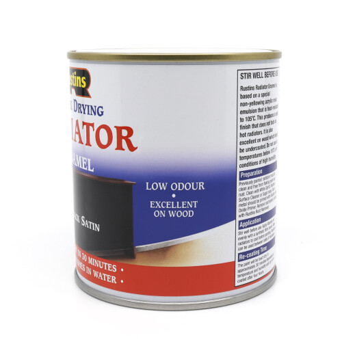Rustins Rustins Quick Drying Radiator Enamel Satin - Black 500ml 1