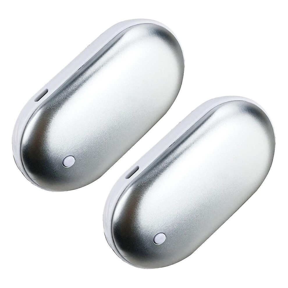 (White) 2 Pack Rechargeable Hand Warmers Usb Power Bank Electric Pocket Heater Warmer White