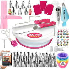 200 Pieces DIY Cake Turntable Set Cake Flipping Tools Supplies Mounting Nozzle Set