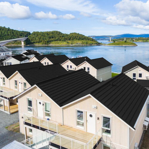 Living And Home (Black) Rainbow Tile Stone Coated Metal Roofing Shingles 5pcs