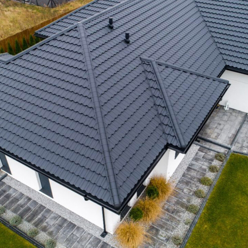 (Grey) Tudor Tile Stone Coated Metal Roofing Shingles 5pcs